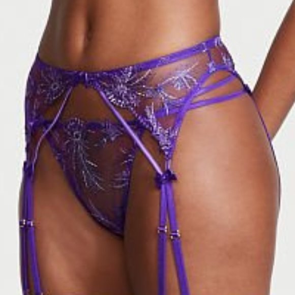 Just In VS M/L VERY SEXY Starstruck Garter Belt Bright Violet Sexy Lingerie NWT - Picture 1 of 11
